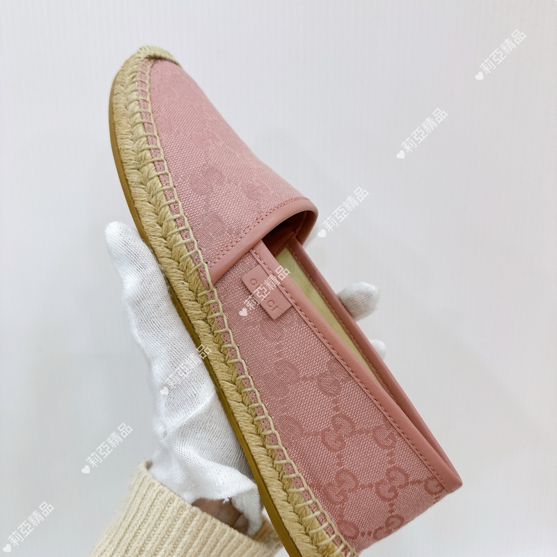 莉亞精品♡ Gucci 老花漁夫鞋 粉#37.5 全新閒置品-10