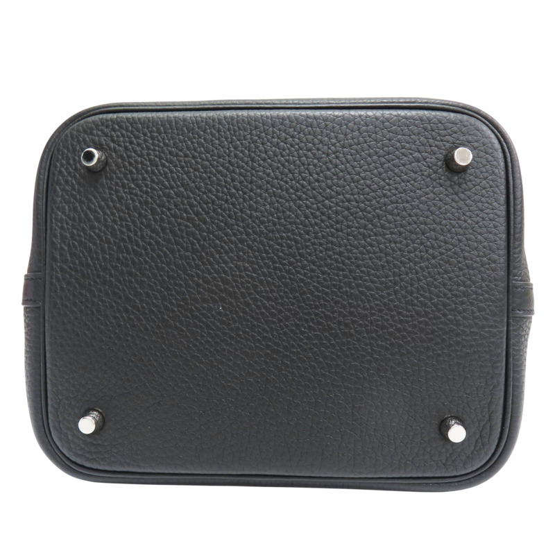 黑色 Taurillon牛皮 Picotin Lock 22 手提包 U刻 銀扣【HERMES 愛馬仕】-3