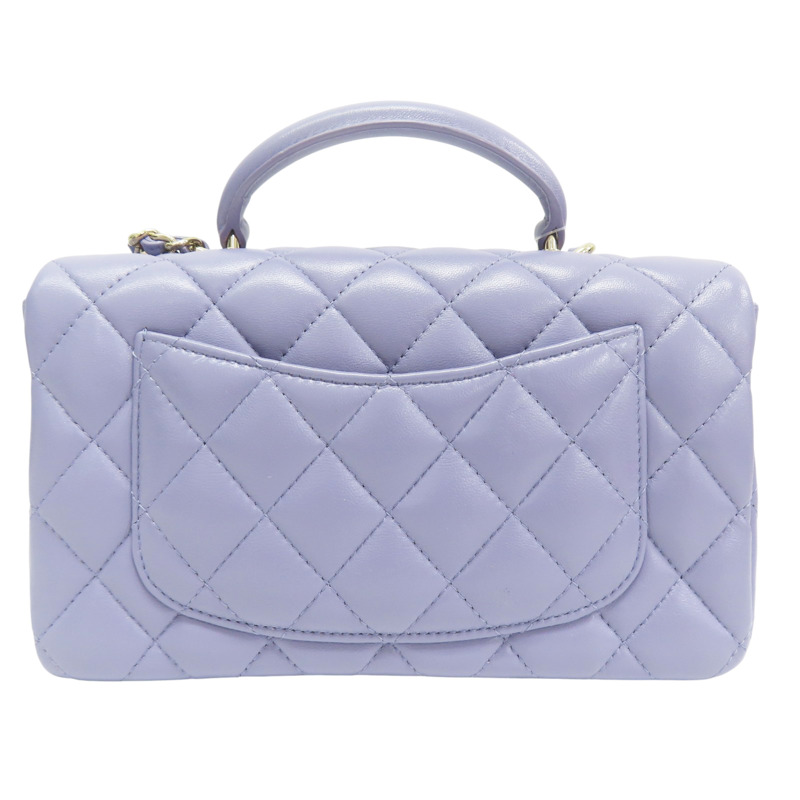 紫色 菱格紋 羊皮 手把 鏈帶 肩背包【CHANEL 香奈兒】 AS2431-1