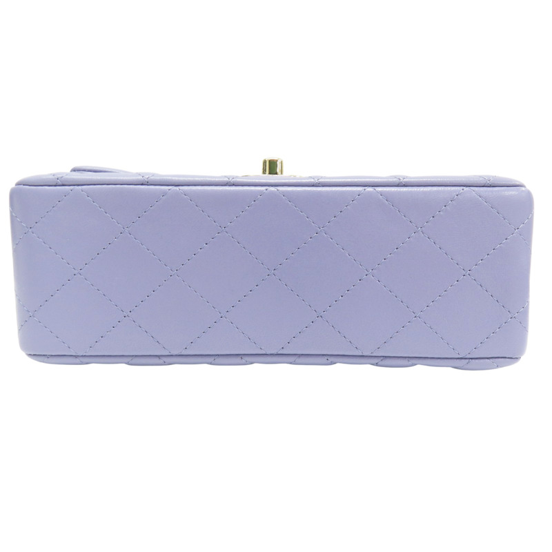 紫色 菱格紋 羊皮 手把 鏈帶 肩背包【CHANEL 香奈兒】 AS2431-3