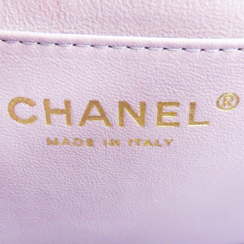 紫色 菱格紋 羊皮 手把 鏈帶 肩背包【CHANEL 香奈兒】 AS2431-6