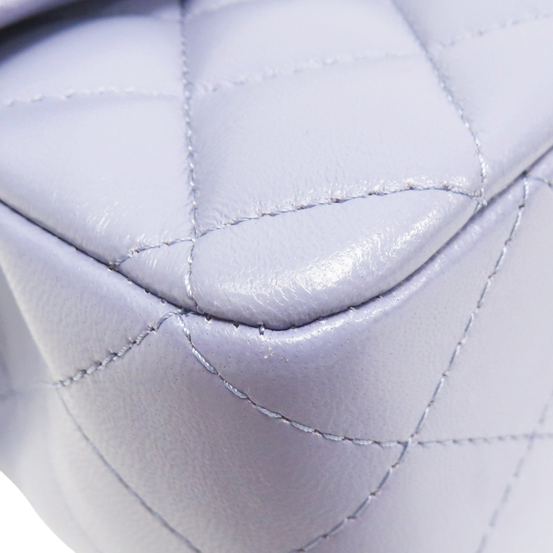 紫色 菱格紋 羊皮 手把 鏈帶 肩背包【CHANEL 香奈兒】 AS2431-9