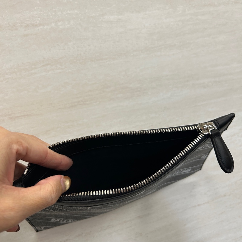 Balenciaga 灰pvc黑牛皮滿版logo navy cabas s號托特包-6