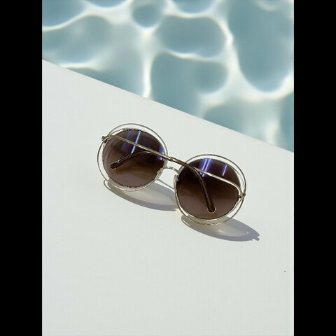 莉亞精品♡Chloe 香檳金圓框墨鏡 近新美品