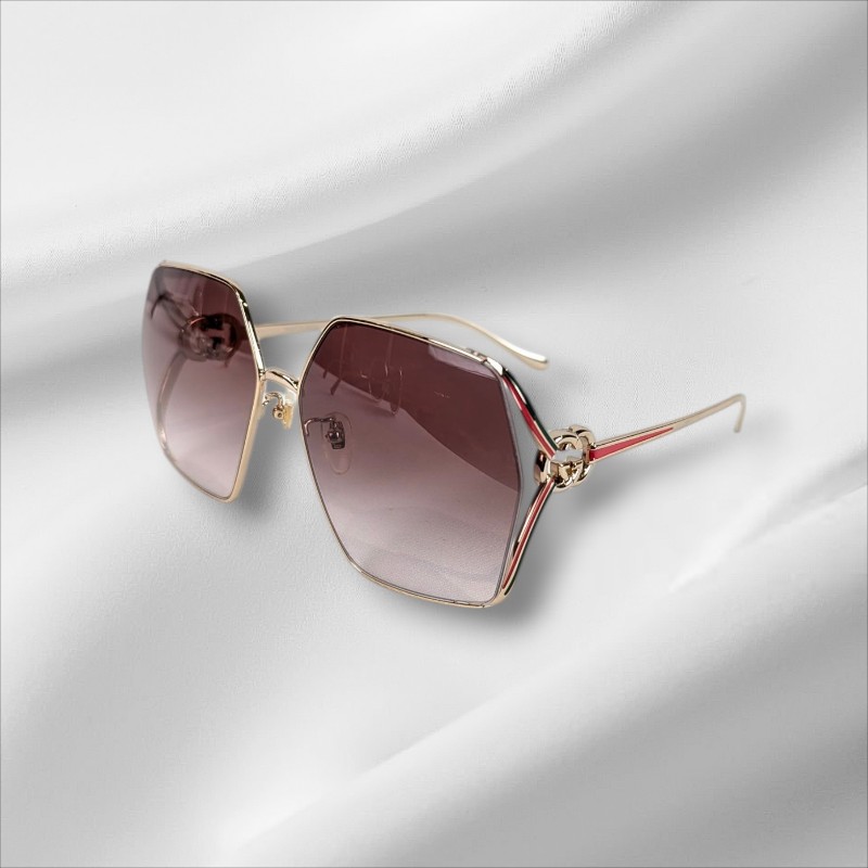 莉亞精品♡Gucci 紅綠琺瑯飾邊墨鏡 近新美品-0