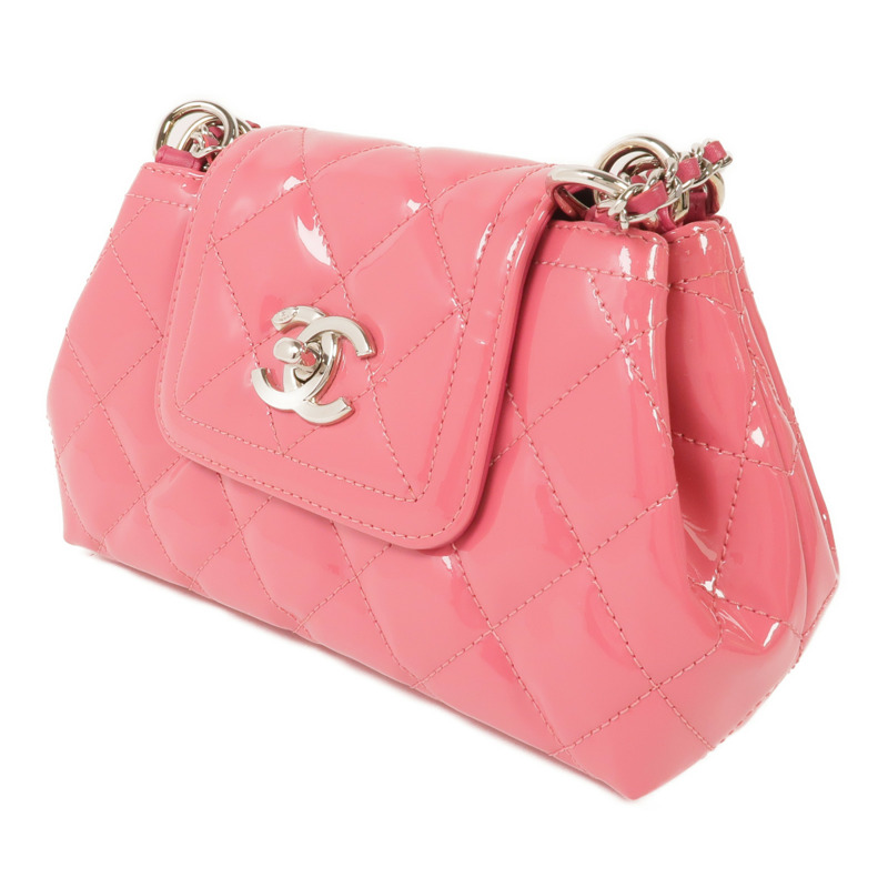 CHANEL 漆皮皮革Chain Shoulder銀扣鏈帶肩背袋-2