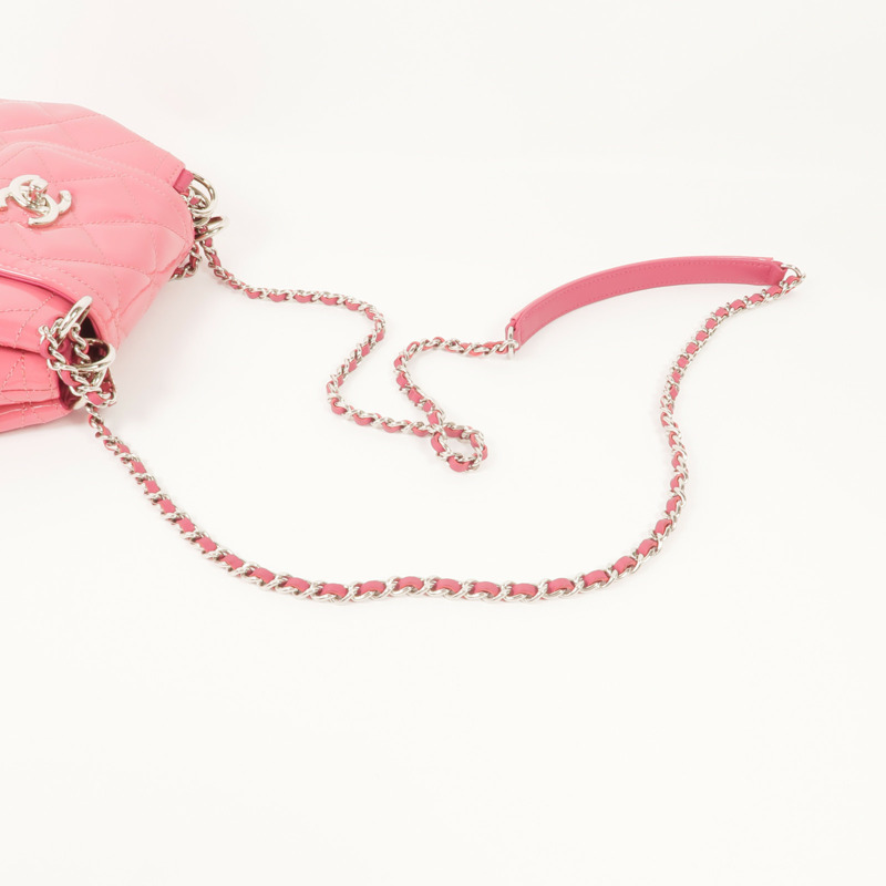 CHANEL 漆皮皮革Chain Shoulder銀扣鏈帶肩背袋-4