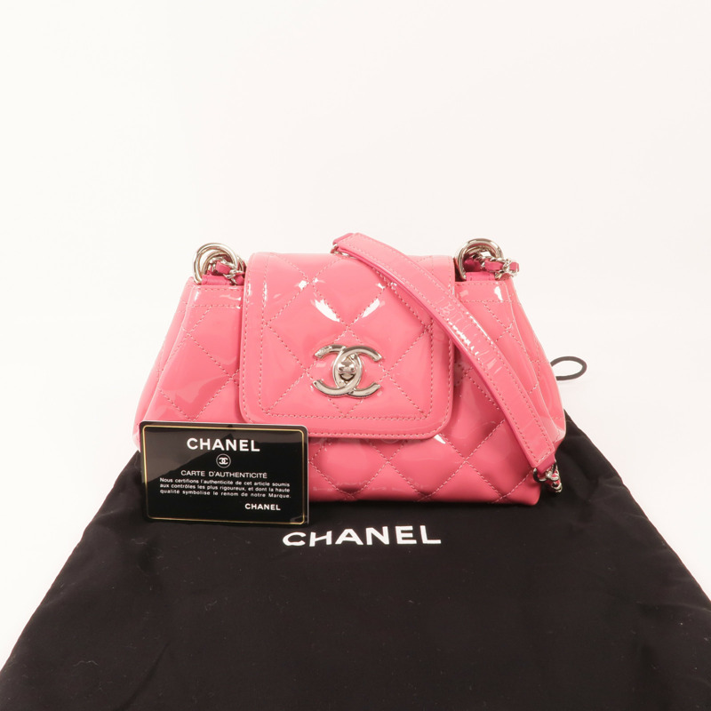 CHANEL 漆皮皮革Chain Shoulder銀扣鏈帶肩背袋-15