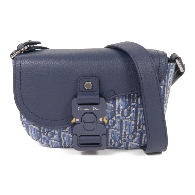 Dior 帆布/牛皮皮革Mini Saddle Messenger Bag金扣肩背袋-0