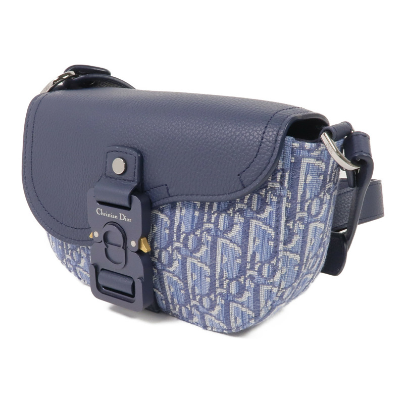 Dior 帆布/牛皮皮革Mini Saddle Messenger Bag金扣肩背袋-2