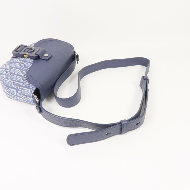 Dior 帆布/牛皮皮革Mini Saddle Messenger Bag金扣肩背袋-4