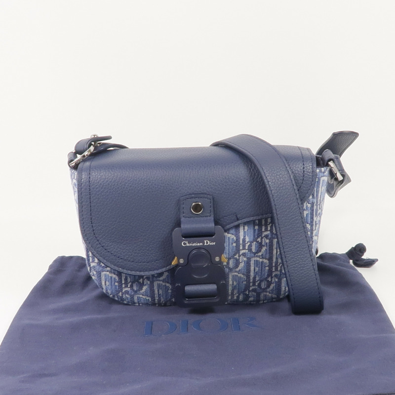 Dior 帆布/牛皮皮革Mini Saddle Messenger Bag金扣肩背袋-13