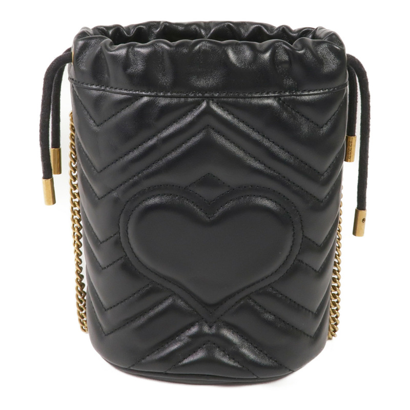 GUCCI 皮革GG Marmont Mini Bucket Bag金扣鏈帶肩背袋-1