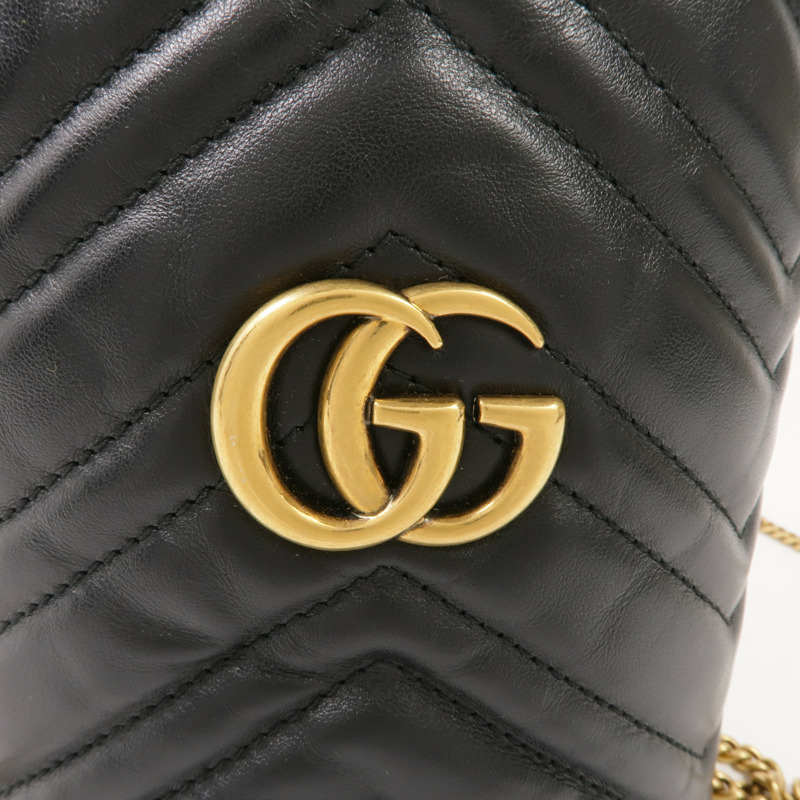 GUCCI 皮革GG Marmont Mini Bucket Bag金扣鏈帶肩背袋-5
