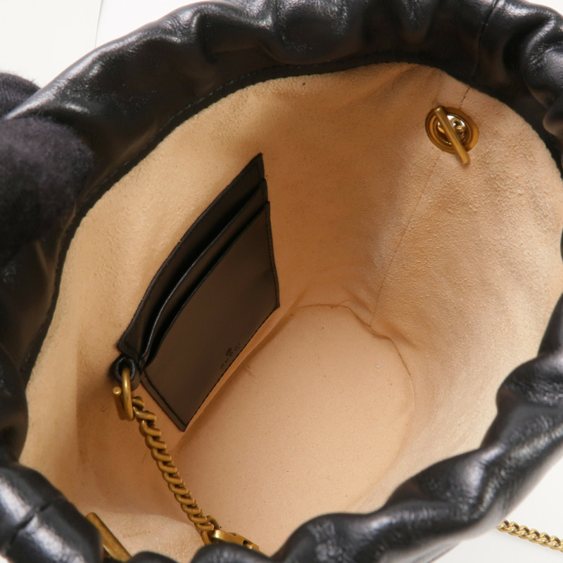 GUCCI 皮革GG Marmont Mini Bucket Bag金扣鏈帶肩背袋-6