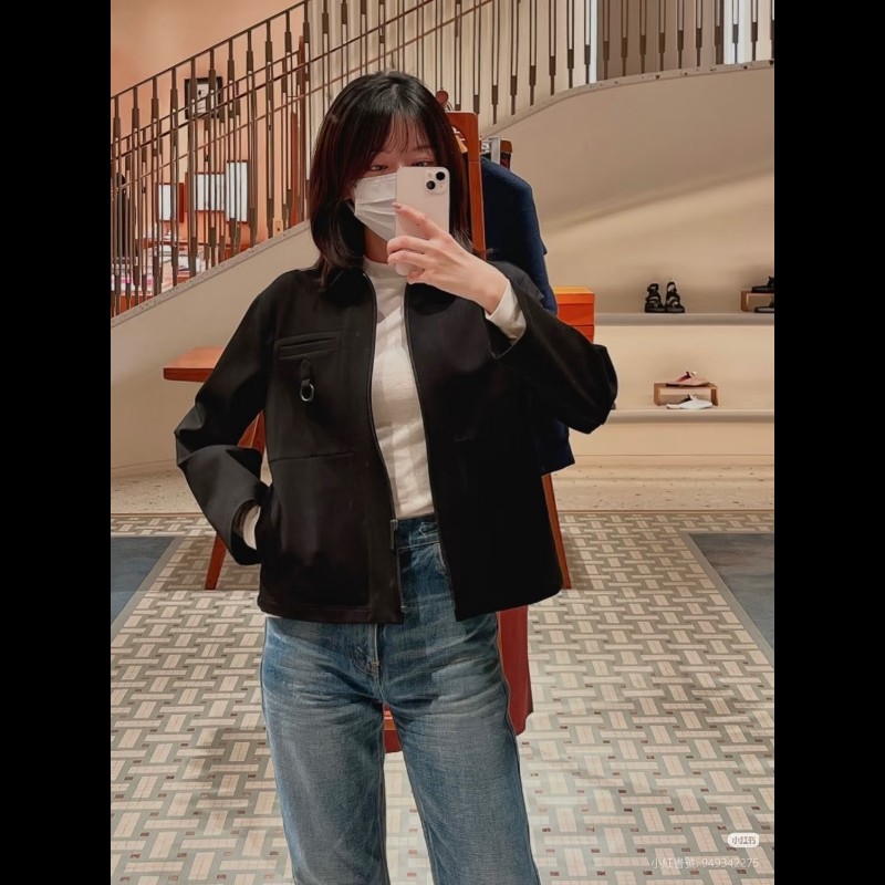 莉亞精品♡Hermes 黑色拉鏈夾克 尺碼34 全新閒置-2