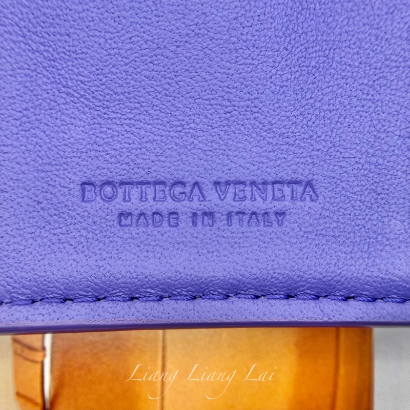BOTTEGA VENETA BV 經典編織小羊皮藍紫色釦式短夾-2