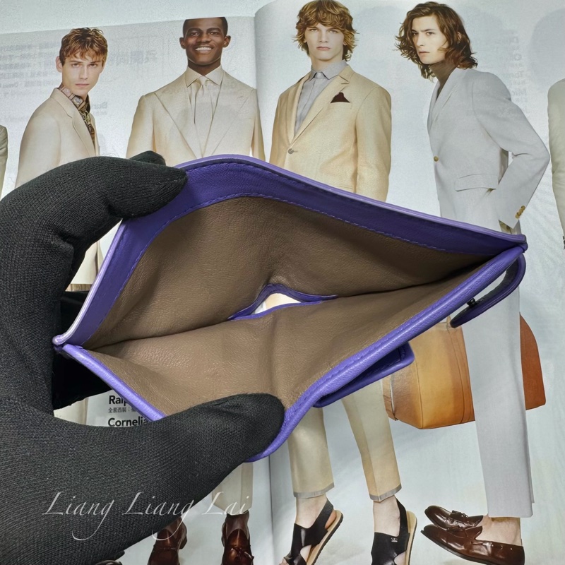 BOTTEGA VENETA BV 經典編織小羊皮藍紫色釦式短夾-6