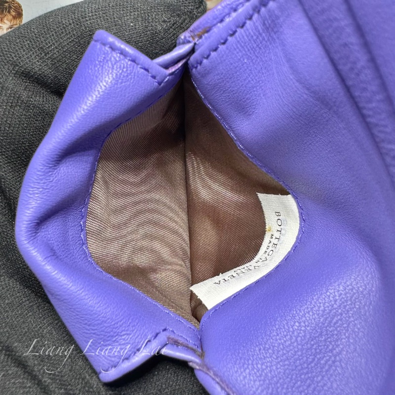 BOTTEGA VENETA BV 經典編織小羊皮藍紫色釦式短夾-8