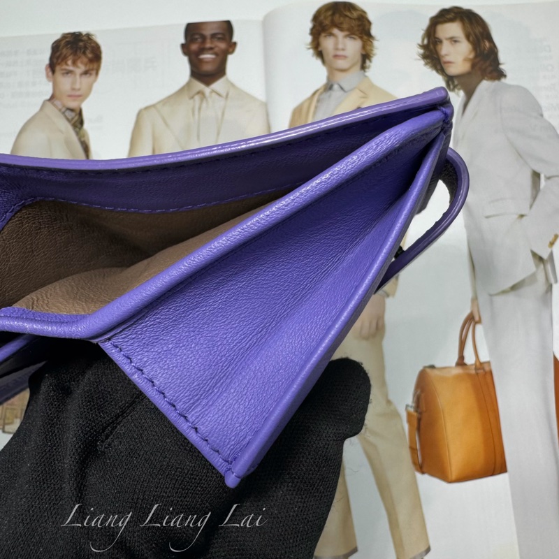 BOTTEGA VENETA BV 經典編織小羊皮藍紫色釦式短夾-10