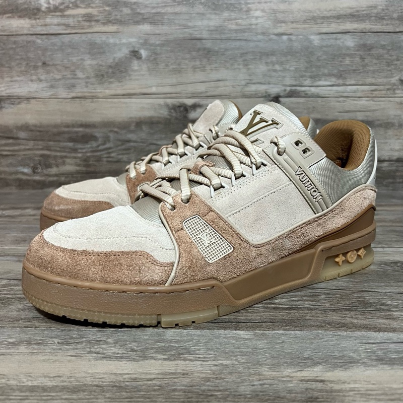 Louis Vuitton LV Trainer 麂皮 咖啡色 棕色 摩卡 UK8碼 42碼-0