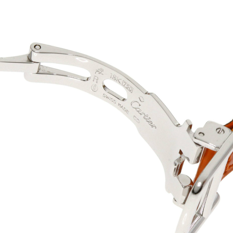 卡地亞 Pasha 32毫米網格鑲鑽腕錶 WJ105741,18K 白金,鱷魚皮錶帶,鑲鑽,女士款-8