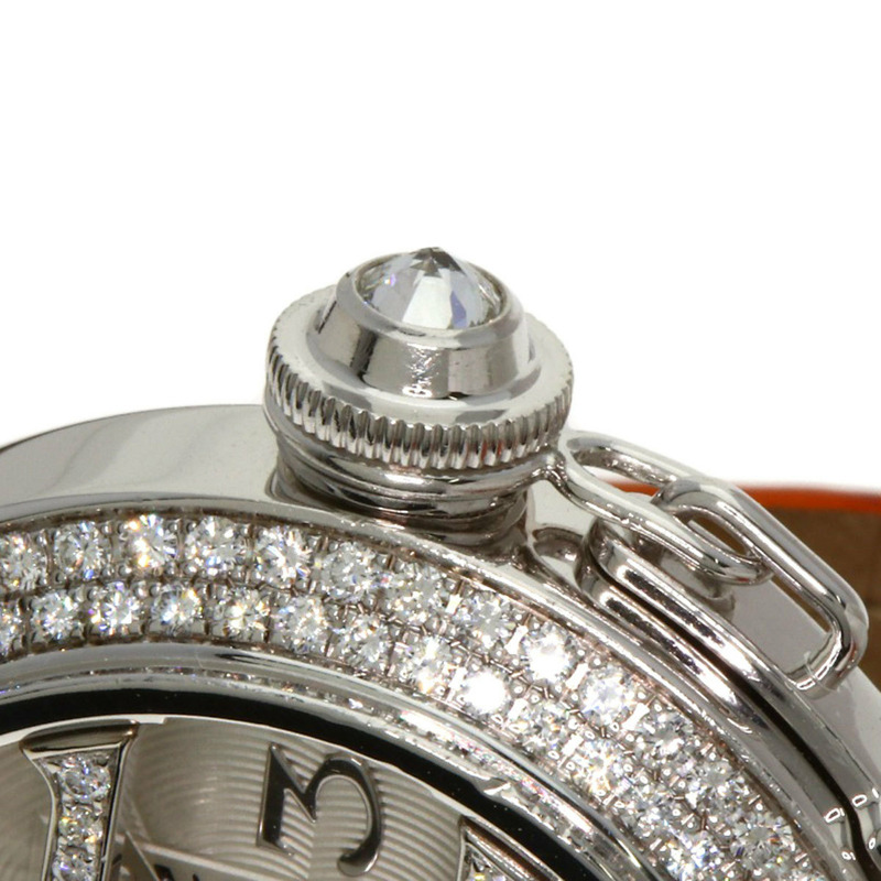 卡地亞 Pasha 32毫米網格鑲鑽腕錶 WJ105741,18K 白金,鱷魚皮錶帶,鑲鑽,女士款-13