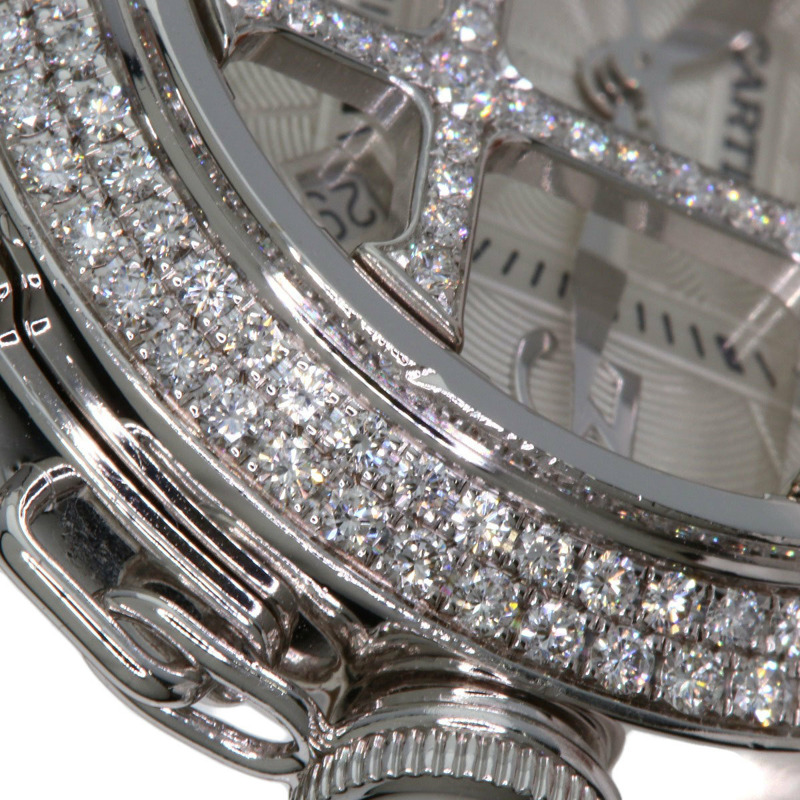 卡地亞 Pasha 32毫米網格鑲鑽腕錶 WJ105741,18K 白金,鱷魚皮錶帶,鑲鑽,女士款-21