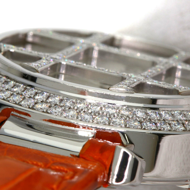 卡地亞 Pasha 32毫米網格鑲鑽腕錶 WJ105741,18K 白金,鱷魚皮錶帶,鑲鑽,女士款-23