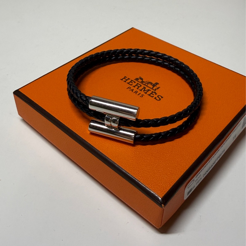 HERMES Tournis Tresse Bracelet編織字母手環-6