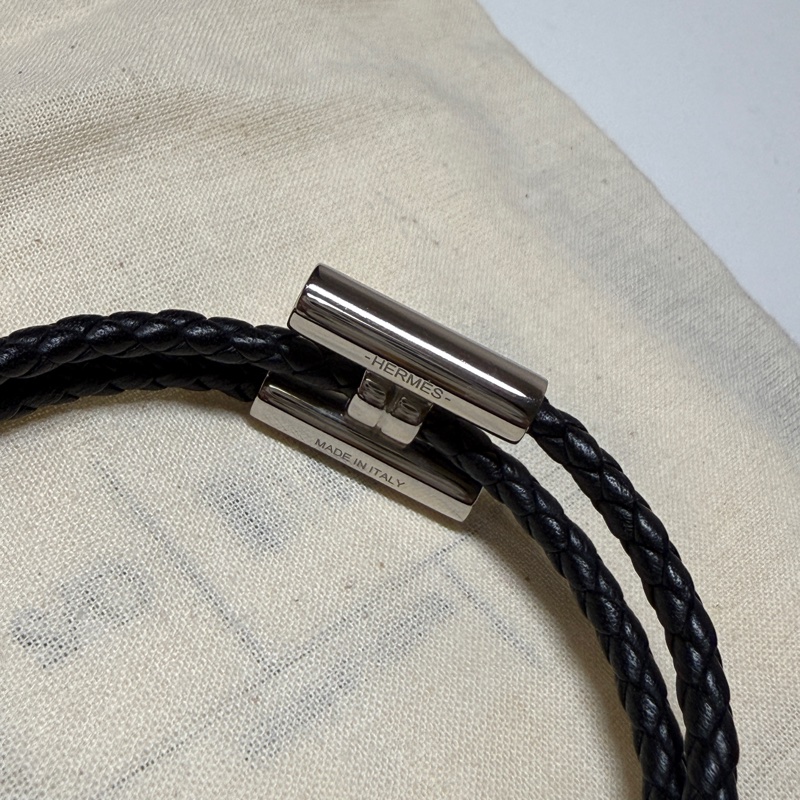 HERMES Tournis Tresse Bracelet編織字母手環-9