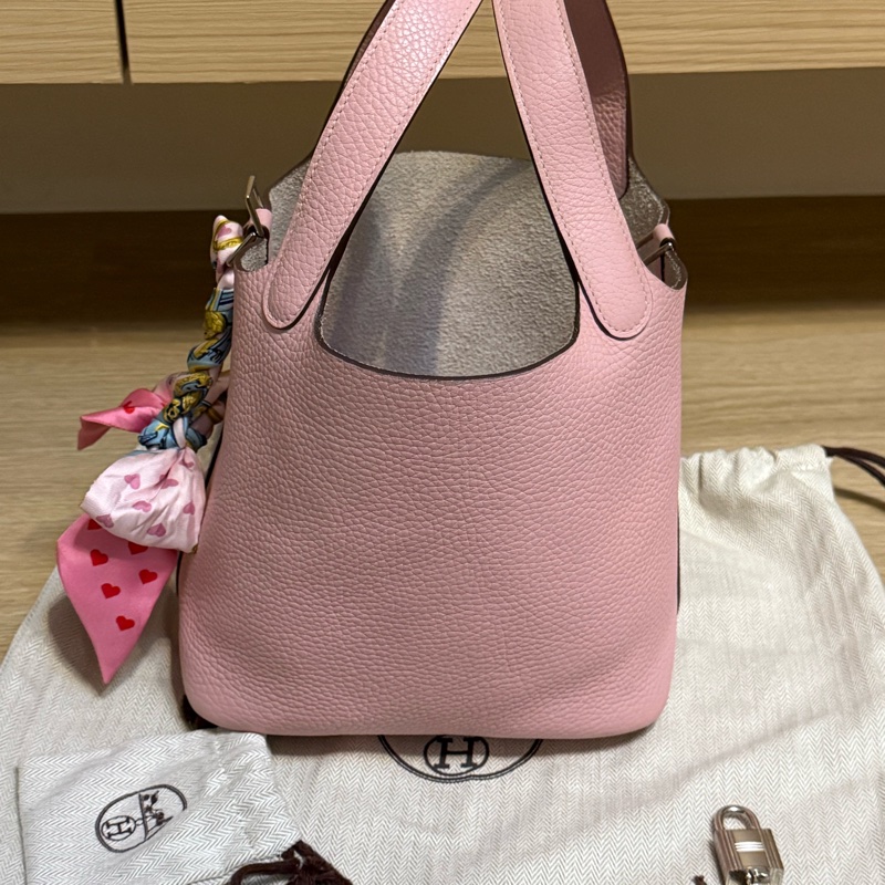 Hermes菜籃子Picotin18粉色-0