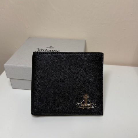 vivienne westwood 黑色防刮材質短夾