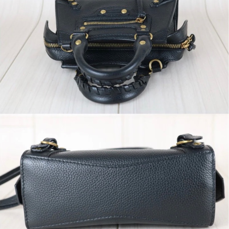 「JL精品代購」97新 Balenciaga 黑金機車包city bag nano-4