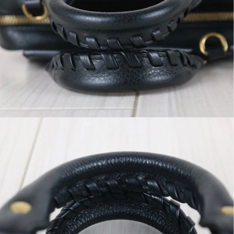 「JL精品代購」97新 Balenciaga 黑金機車包city bag nano-5