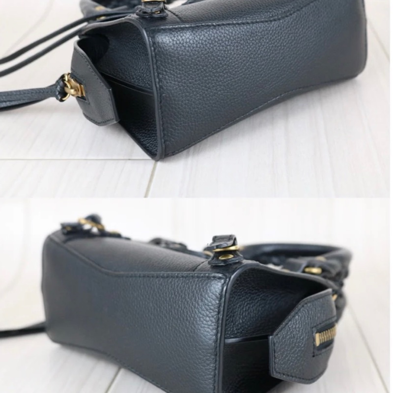 「JL精品代購」97新 Balenciaga 黑金機車包city bag nano-6