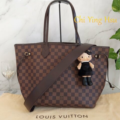 LV Neverfull MM 🎀現品實拍🎀中款 棋盤格 托特包 N51105~~二手約9成新