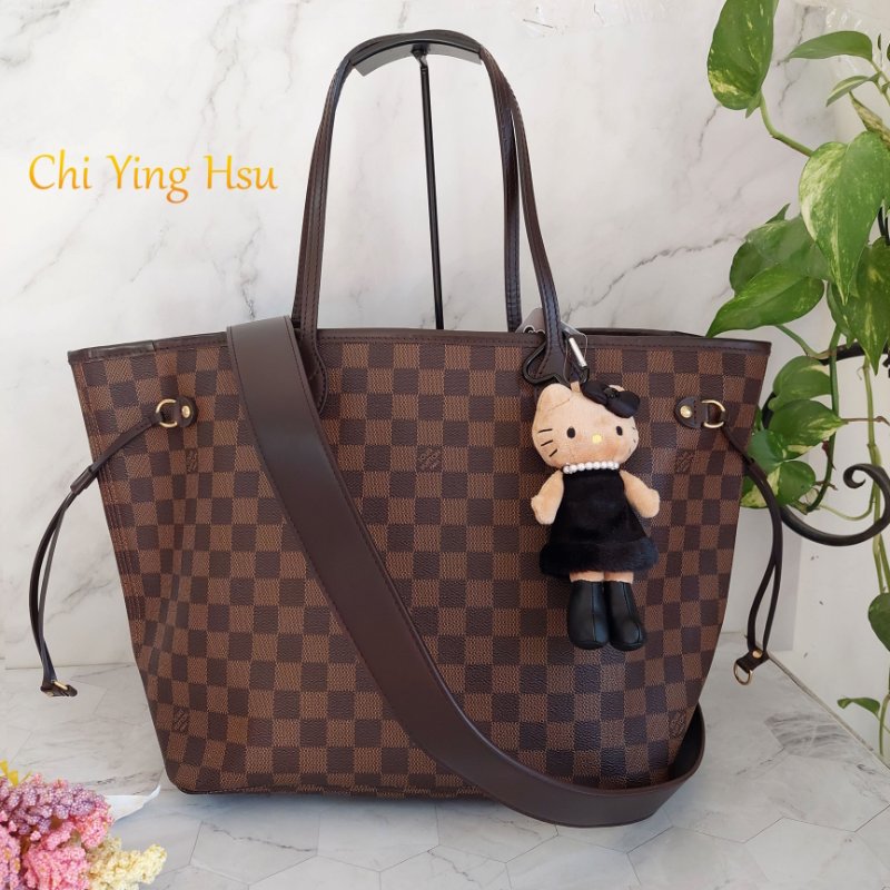 LV Neverfull MM 🎀現品實拍🎀中款 棋盤格 托特包 N51105~~二手約9成新-1