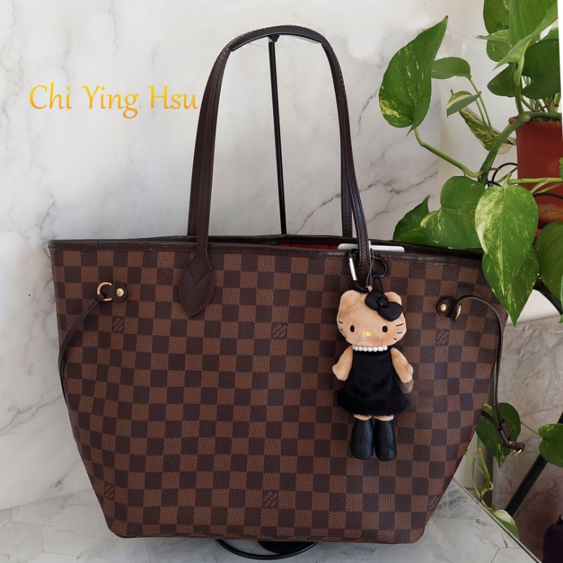 LV Neverfull MM 🎀現品實拍🎀中款 棋盤格 托特包 N51105~~二手約9成新-2