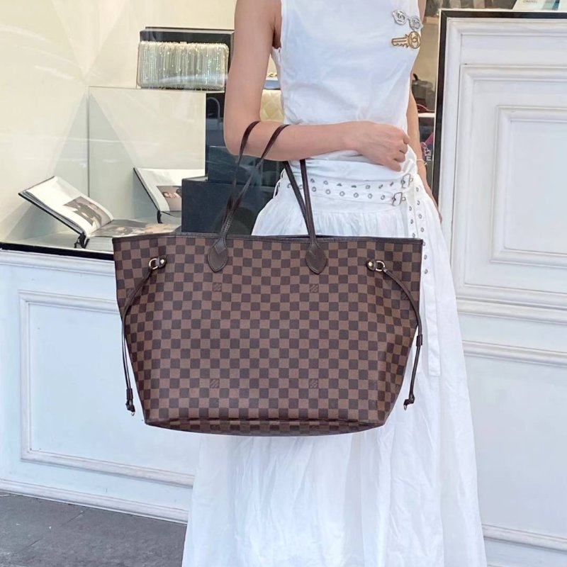 LV Neverfull MM 🎀現品實拍🎀中款 棋盤格 托特包 N51105~~二手約9成新-12