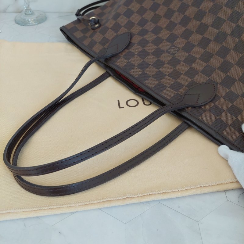 LV Neverfull MM 🎀現品實拍🎀中款 棋盤格 托特包 N51105~~二手約9成新-17