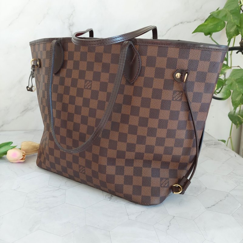 LV Neverfull MM 🎀現品實拍🎀中款 棋盤格 托特包 N51105~~二手約9成新-59