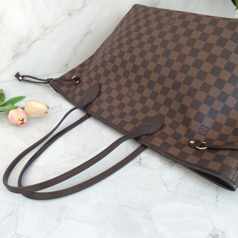 LV Neverfull MM 🎀現品實拍🎀中款 棋盤格 托特包 N51105~~二手約9成新-63