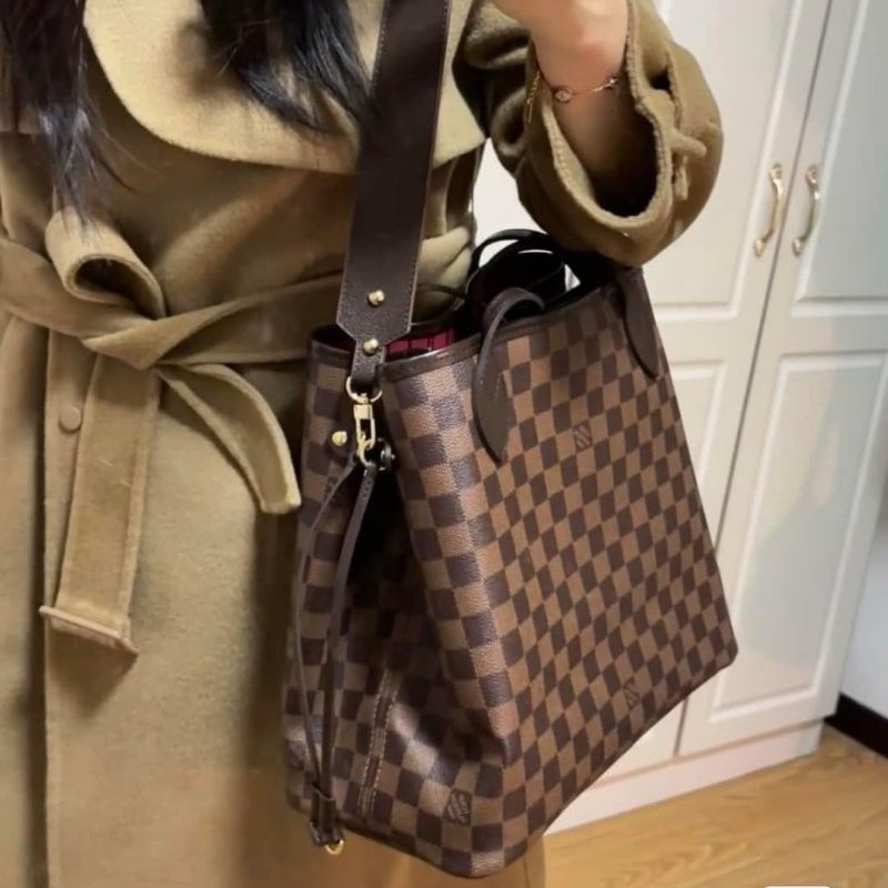 LV Neverfull MM 🎀現品實拍🎀中款 棋盤格 托特包 N51105~~二手約9成新-13