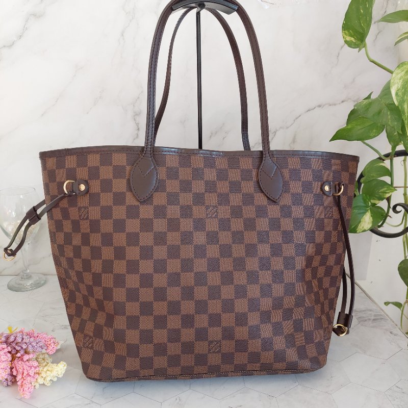 LV Neverfull MM 🎀現品實拍🎀中款 棋盤格 托特包 N51105~~二手約9成新-20
