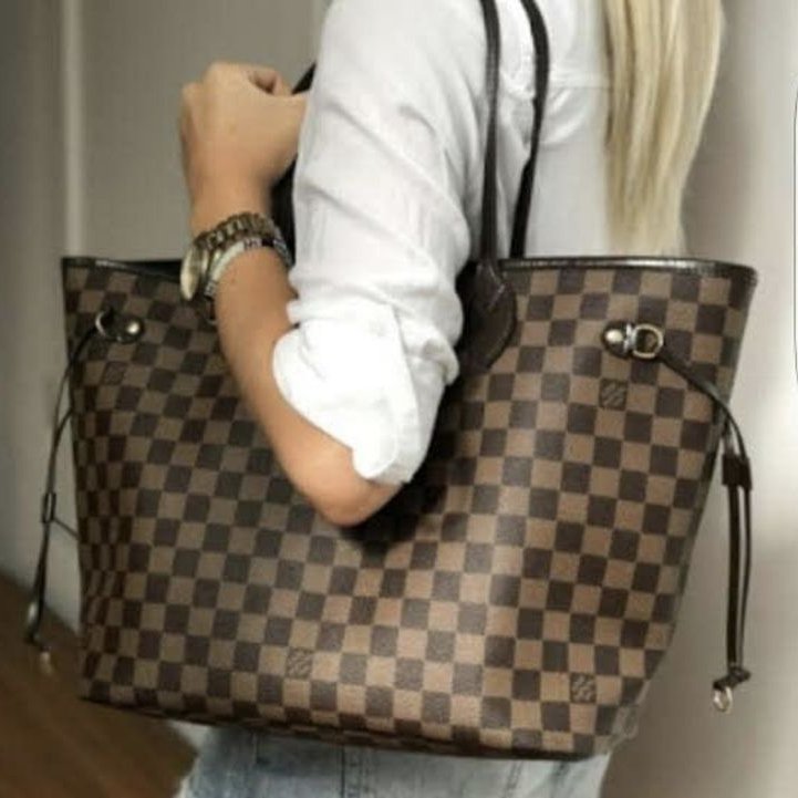 LV Neverfull MM 🎀現品實拍🎀中款 棋盤格 托特包 N51105~~二手約9成新-24