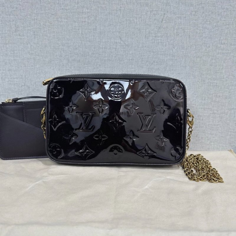 LV 櫻桃色漆皮三合一肩背斜背相機包19.5*12*5 98新配件塵袋-0