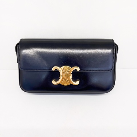 Celine Triomphe凱旋門黑金皮肩帶 肩背包