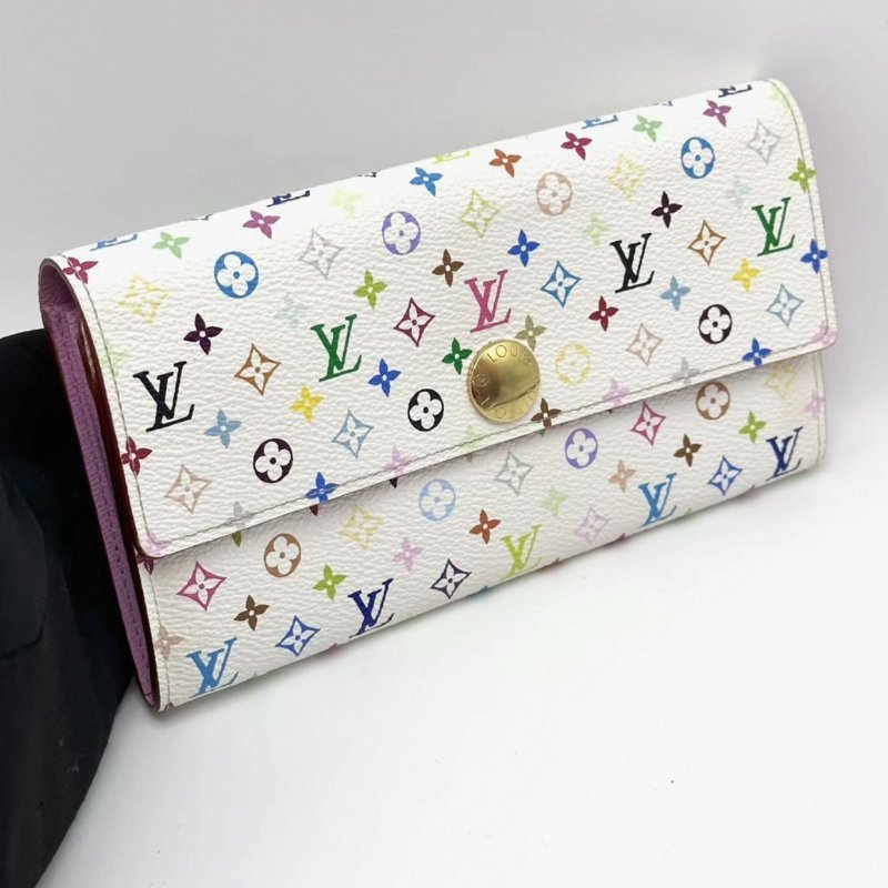 LV 白三彩長款手拿錢包19*10 98新配件塵袋-0