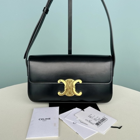 Celine  Triomphe 凱旋門黑金 肩背包
